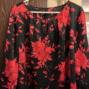 Red and Black Polyester Blouse Size 3x